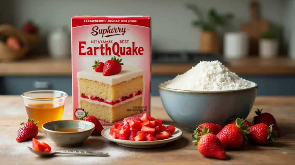 Strawberry Earthquake Cake